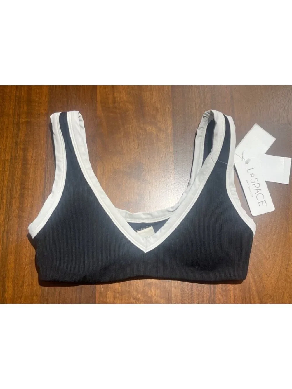 L*SPACE Lala Bikini Top in Black & White Large New Womens Swim